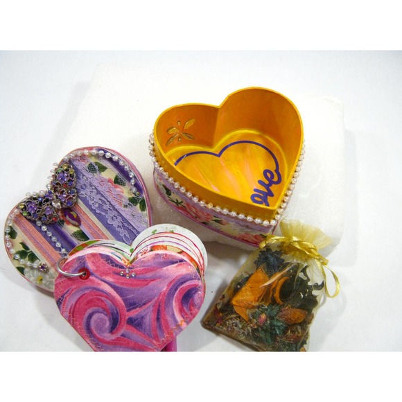 Handcrafted Keepsake Jewelry Trinket Mementos Storage Box Journal + Potpourri - Picture 9 of 9